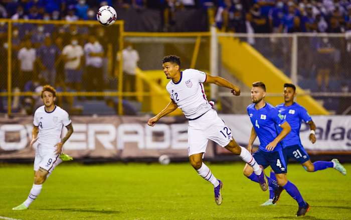 Miles Robinson nearly scores for the USMNT vs. El Salvador
